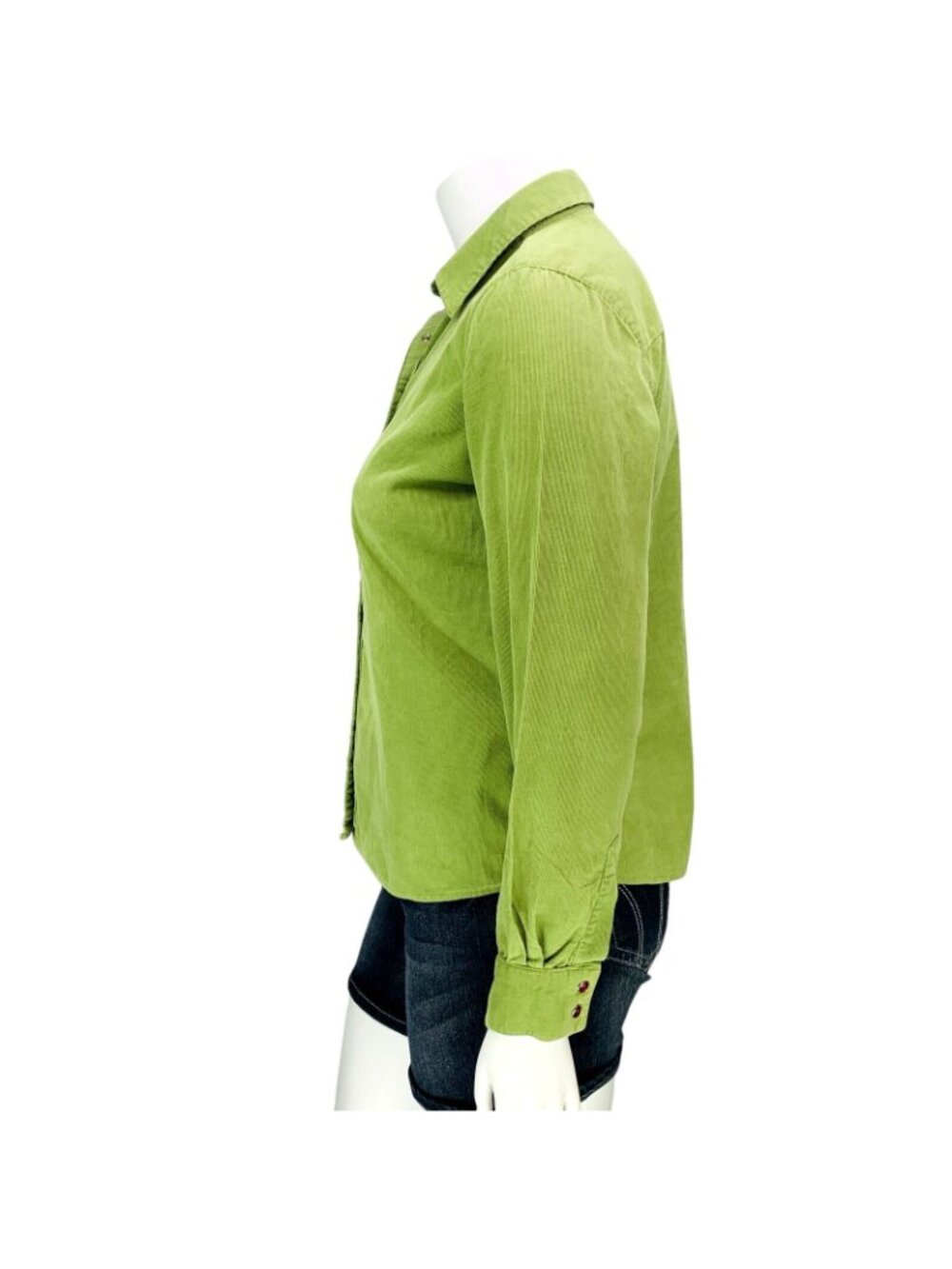 Wrangler Blues Womens Corduroy Pearl Snap Western Shirt Cotton Green Size L - Picture 7 of 14
